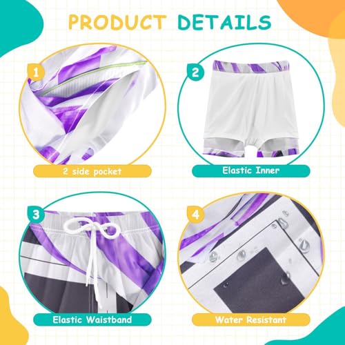 Boys Swim Trunks Size 8 with Compression Liner Jersey 10 Swim Shorts Purple Soccor Boy Bathing Suit Swimming Trunks with Pokects4