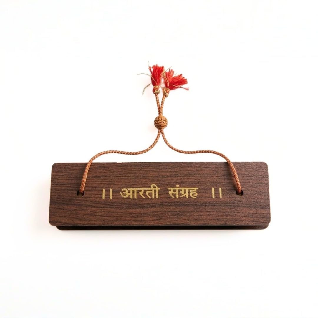 PIHU CREATION Wooden Aarti Sangrah Prayer Book Case – Traditional Hindu Devotional Gift for Home Temple and Pooja Room || Traditional Prayer Collection Holder-image-2