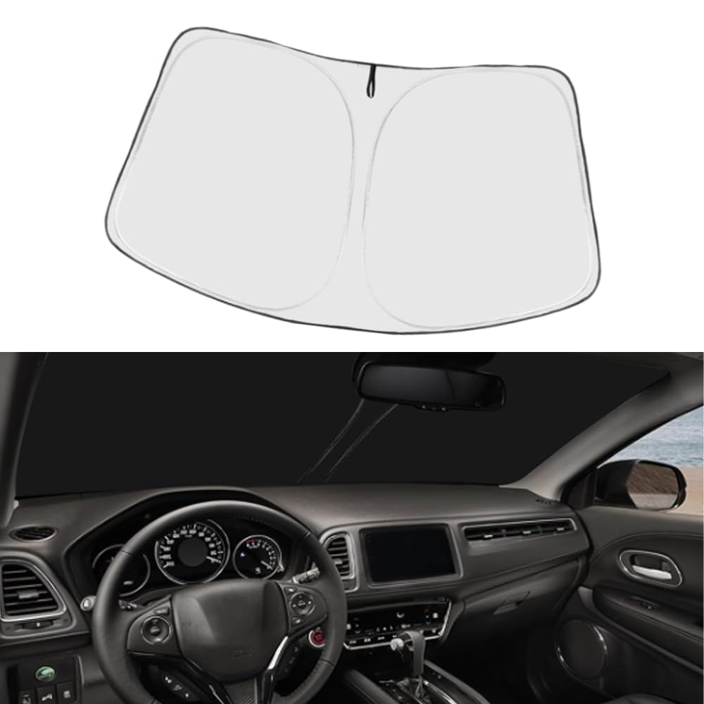 MASO Parabrezza Anteriore Parasole Protezione Parasole Pieghevole, Accessori Interni Auto, Adatto per Honda HR-V LX Sport EX EX-L 2015-2022, Argento Nero