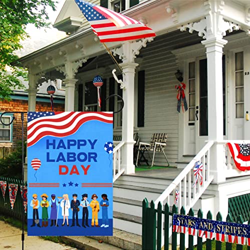 Louise Maelys Happy Labor Day Garden Flag 12x18 Double Sided Vertical, Burlap Various Occupations People Small Garden Yard Flags Labor Day Outside Outdoor Decoration (ONLY FLAG) - Image 3