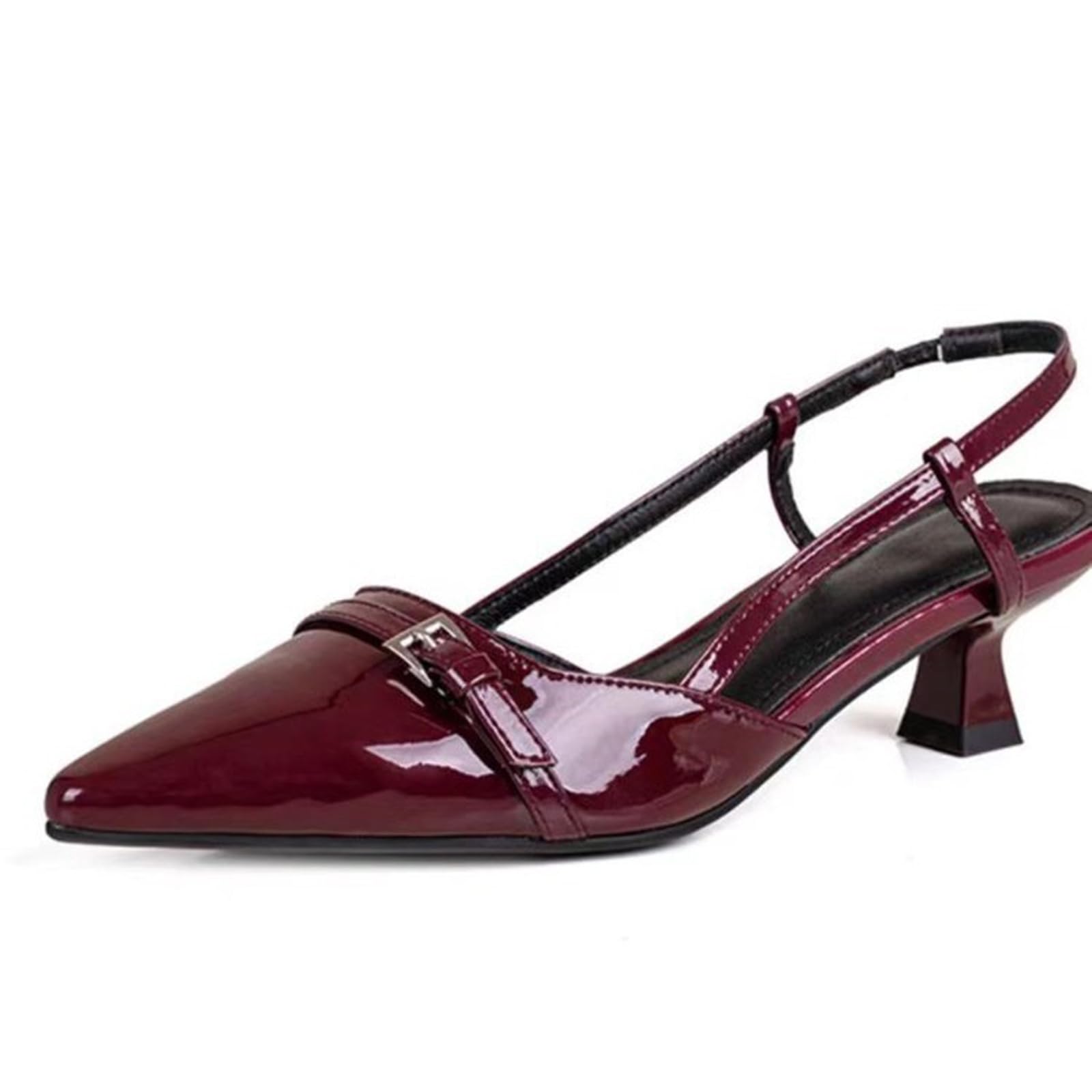 Femmes Slingback Kitten Heels Bout Fermé Pointu Boucle Sangle Stiletto Sandales Mariage Travail Escarpins