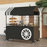 ZIGTUEI Genérico Puesto De Mercado con Toldo, Puestos De Mercado, Carrito De Vendedor De Comida, para Eventos Callejeros O Ferias Comerciales(Black,180cm/70.9in)