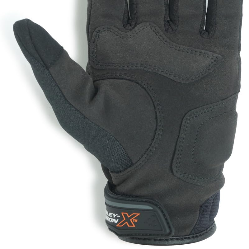 Image of HARLEY-DAVIDSON X Blacktop Edge Riding Gloves | Touch-Compatible | Padded Palm | Lightweight Grip Control | Urban Biker Gloves | Color - Black | Size - L
