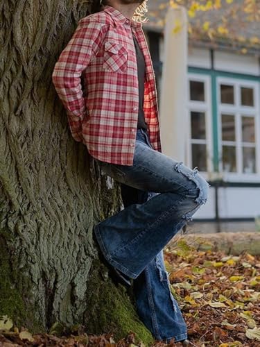 Men's 70s Retro Flared Jeans - Relaxed Fit Stretch Denim Pants with Bell Bottom4