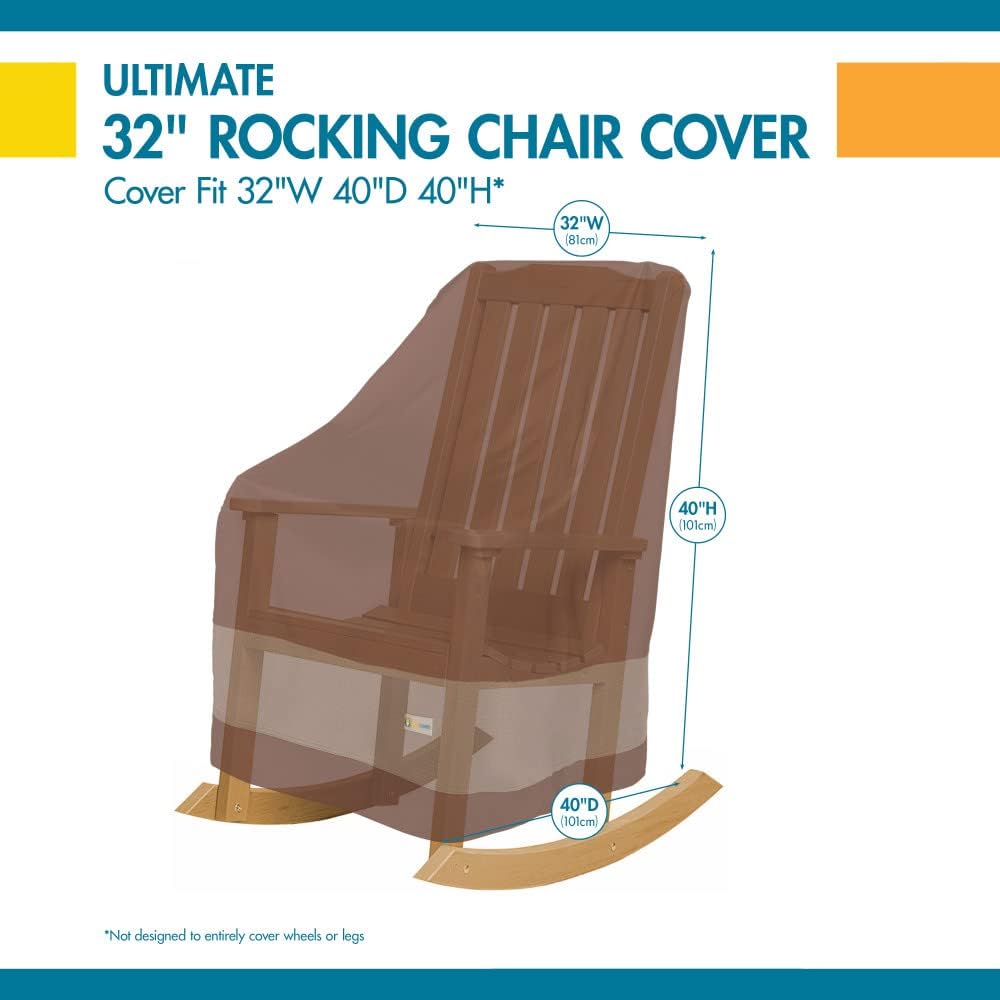 DUCKCOVERS Ultimate Water-Resistant 32 Inch Rocking Chair Cover, Outdoor Chair Covers