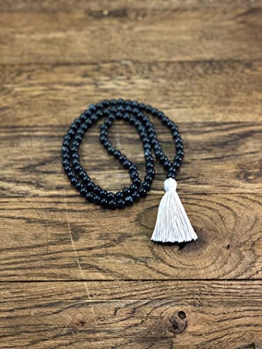 Mala spinelle noire 108 perles 8mm collier méditation prière - 2