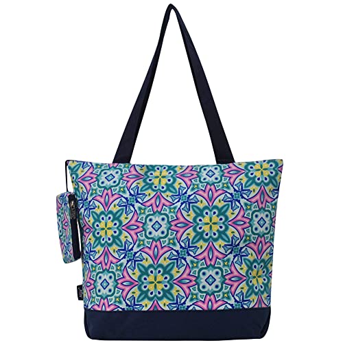 Image of NGIL Medium Top Zipper Closure Canvas Tote Bag with Attached Matching Coin Purse For Moms and Nurses