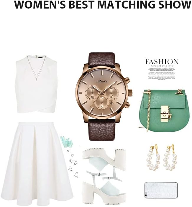 Leather Strap Waterproof Watch for Women - Quartz Casual Chronograph With Calendar - Women's Wrist Watch - Image 3