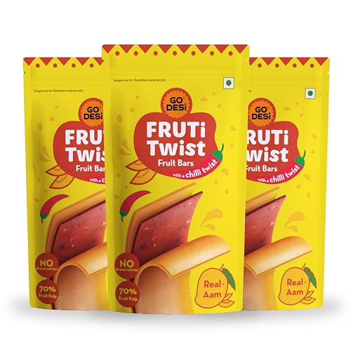 Image of GO DESi Real Aam Fruti Twist Fruit Bars - 3 x Pack of 10 pieces, Aam Papad, Mango Fruit Jelly