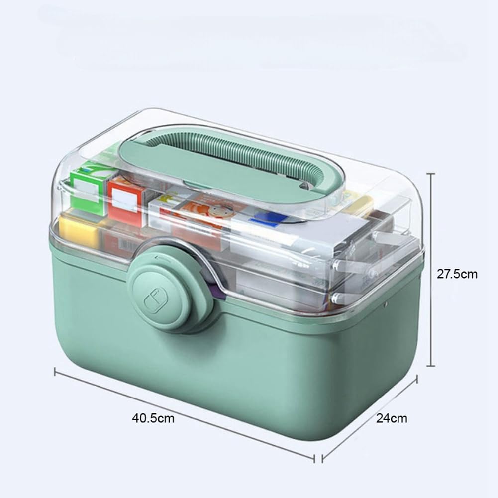 Tragbare Aufbewahrungsbox f¨¹r Medikamente, Aufbewahrungsbox, Gr¨¹ner Kunststoffbeh?lter, Familien-Notfallset-Box