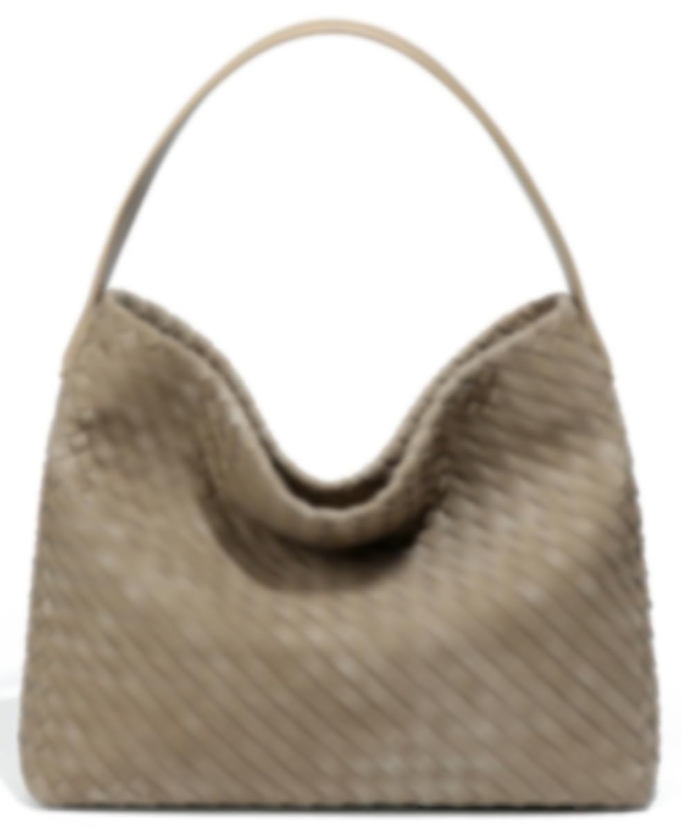 Slouchy Hobo-Tasche aus Wildleder, gewebt, für Damen, trendige Wildleder-Geldbörse, Crossbody, halbmondförmig, Schultertasche mit Tragegriff oben
