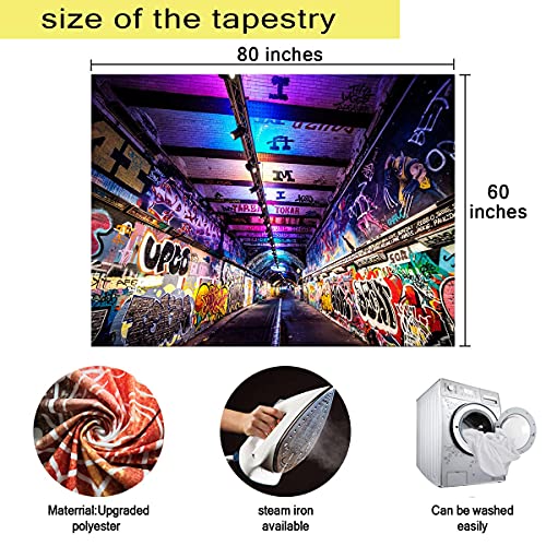 Meetsioy Graffiti Wall Tapestry 80X60 Inches Street Creative Art Tapestry Colourful Abstract Design Tapestry For Peace Wall Art Hanging Decor Gtlhmt1026 thumb #4