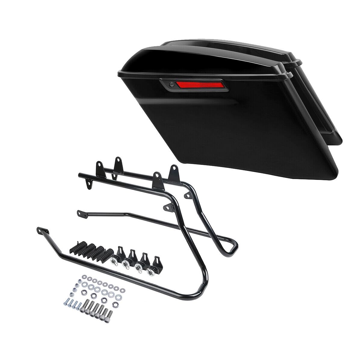 TCMT 4" Stretched Extended Saddlebags Conversion Bracket Kit Fit For Harley Heritage Softail Fatboy FLSTF Breakout 1984-2017 Black Latch