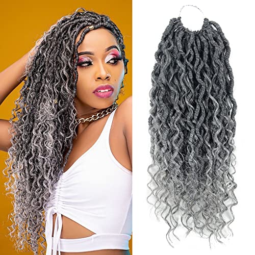 New Goddess Locs Crochet Hair 5 Packs 14 inch Faux Locs Wavy Crochet Curly Hair Faux Locs Crochet hair with Curly Ends River Curls Crochet Hair (Pack of 5, 51)