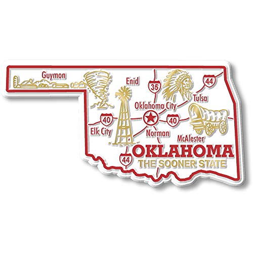 Imán Decorativo de Estado Oklahoma 4.5 x 2.4 pulg miniatura 1