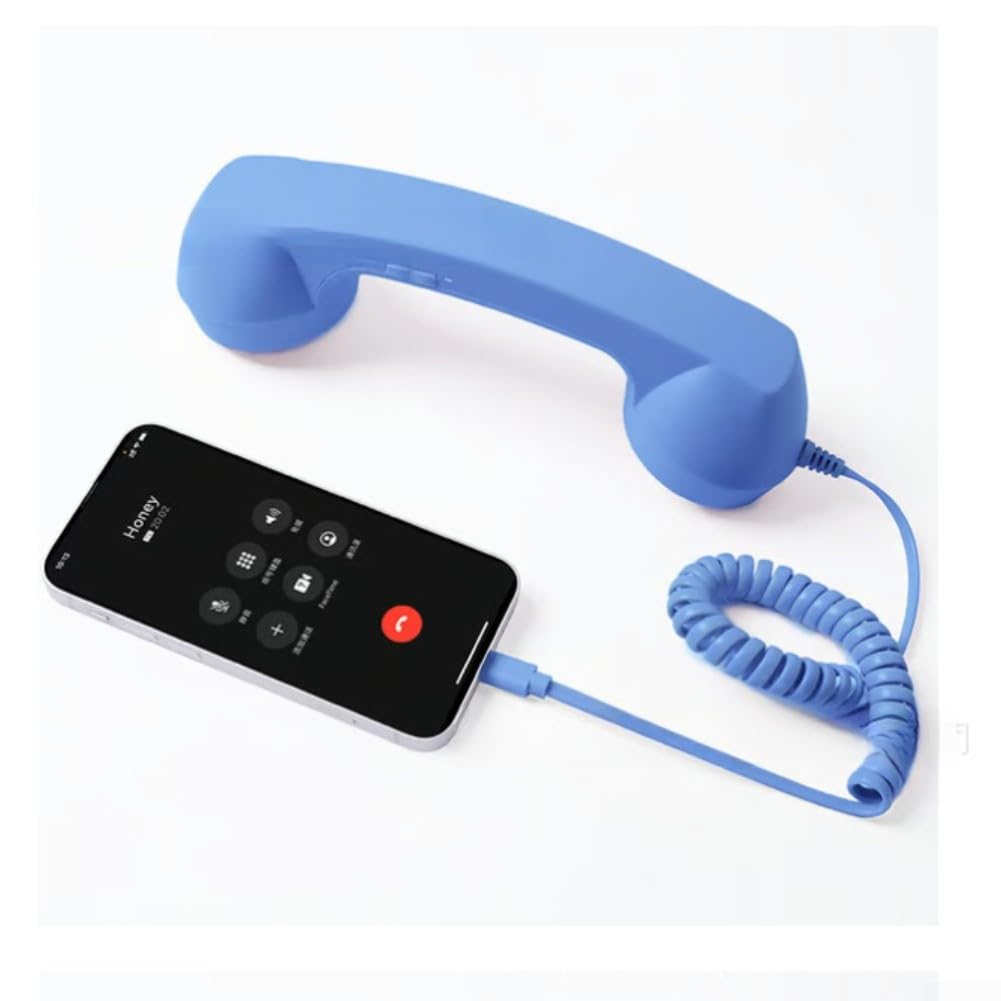 Auricular Retro Teléfono, Receptor con Cable Tipo C, Altavoz de Alta Fidelidad, Agarre Ergonómico, Material ABS, para Smartphones Tablets, Videoconferencias Llamadas — view 6