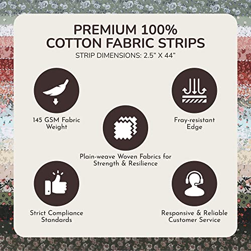 Image of Tinyspool & Co.'s Twirlie Roll 40 Precut Quilting Fabric Strips for Quilting Supplies, Crafting, and Sewing, Soft Cotton Strip for Blanket, Rug, Upholstery, Home Decor, and Purse Making, Cottagecore