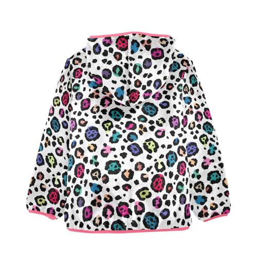 OTVEE Colorful Leopard Print Kids Hoodie Jacket Fall Spring Full Zip Warm Outwear Coat2