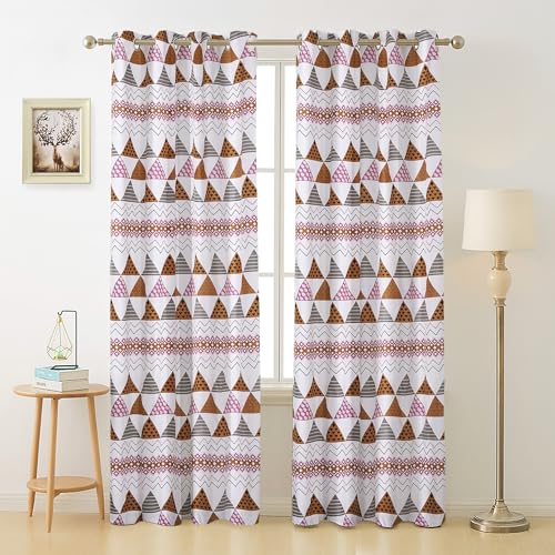 Image of Homestan 100% Cotton Block Print Door Curtains 9 Feet Long Set of 2 with Stainless Steel Grommets for Home Decor (9 X 4.5 Feet, Brown)