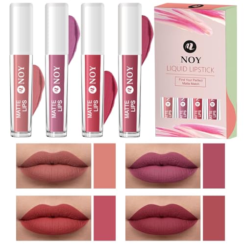 Image of NOY Saloon Secrets Result Shades Of Western 100% Smudgeproof Nude Matte Magic Lip Colors Set 4 Nude, Nude Pink, Tan Nude, Mauve Nude