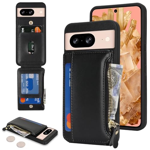 Image of Cavor for Google Pixel 8 Case Wallet with Card Holder, Black