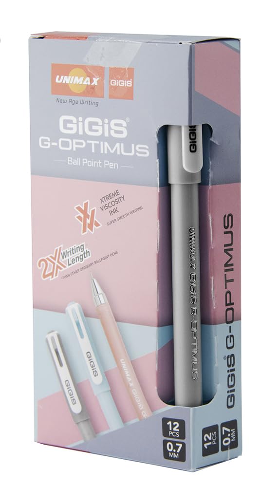 GiGiS G-Optimus Ball Pen 12-Pieces, 0.7 mm Tip Size, Black