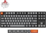 Keychron K8 Max Clavier mécanique sans Fil, 2,4 GHz/Bluetooth/USB-C, LED Blanche, QMK/Via, Macros programmables, PBT Keycaps, pour Mac Windows, Super Red Switch - 1