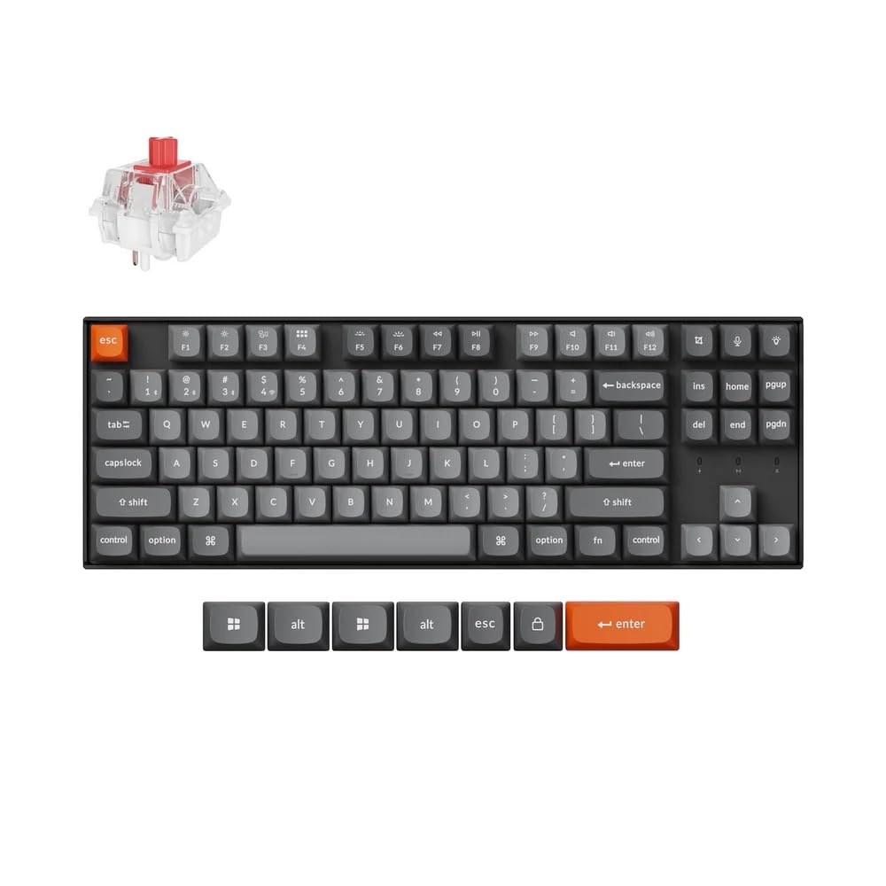 Keychron K8 MAX Tastiera meccanica wireless, 2,4 GHz/Bluetooth/USB-C, LED bianco, QMK/VIA, Macro programmabili, PBT Keycaps, Per Mac Windows, Super Red Switch