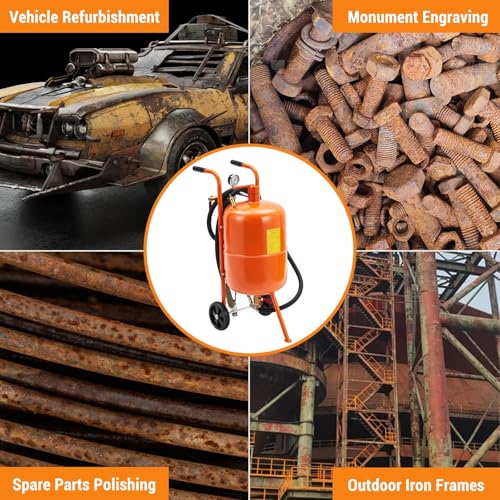 Garvee 20 Gallon Sand Blasting Machine, 60-110 Psi Pressure Air Sand Blasting Kit w/4 Ceramic Nozzles & Oil-Water Separator, Portable Abrasive Blaster for Stain Removal Paint, Orange by Garvee - Image 6