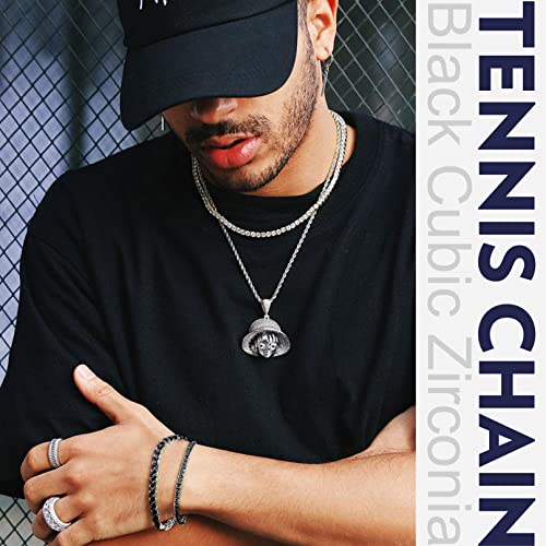 Bandmax Women Men Stainless Steel Tennis Bracelet, 7.5 Inch Black Cubic Zirconia Chain Bracelet Trendy Fashion Bracelet Jewelry For Gift Cool Bracelet For Him #TOP3