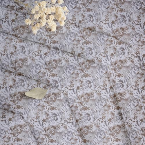 Image of LINENWALAS Cotton Sheer Curtains for Window - Light Filtering 6 Feet Set of 2, Aesthetic Cafe Curtain Floral Printed Drapes with Grommet Hanging - (L 6FT x W 4.5FT, Sand Stone)