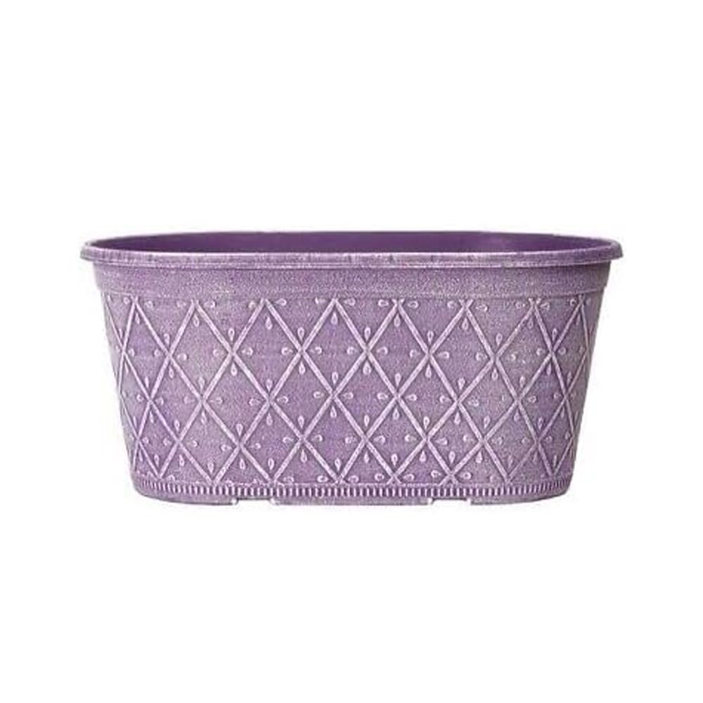 Powdered Whitewashed Trough Window Box – Decorative Plastic Outdoor Planter with Drainage Holes – Weatherproof Outdoor Planter with Drainage Holes Flower Pot for Gardens (Raisin - 40cm, 1Pack)