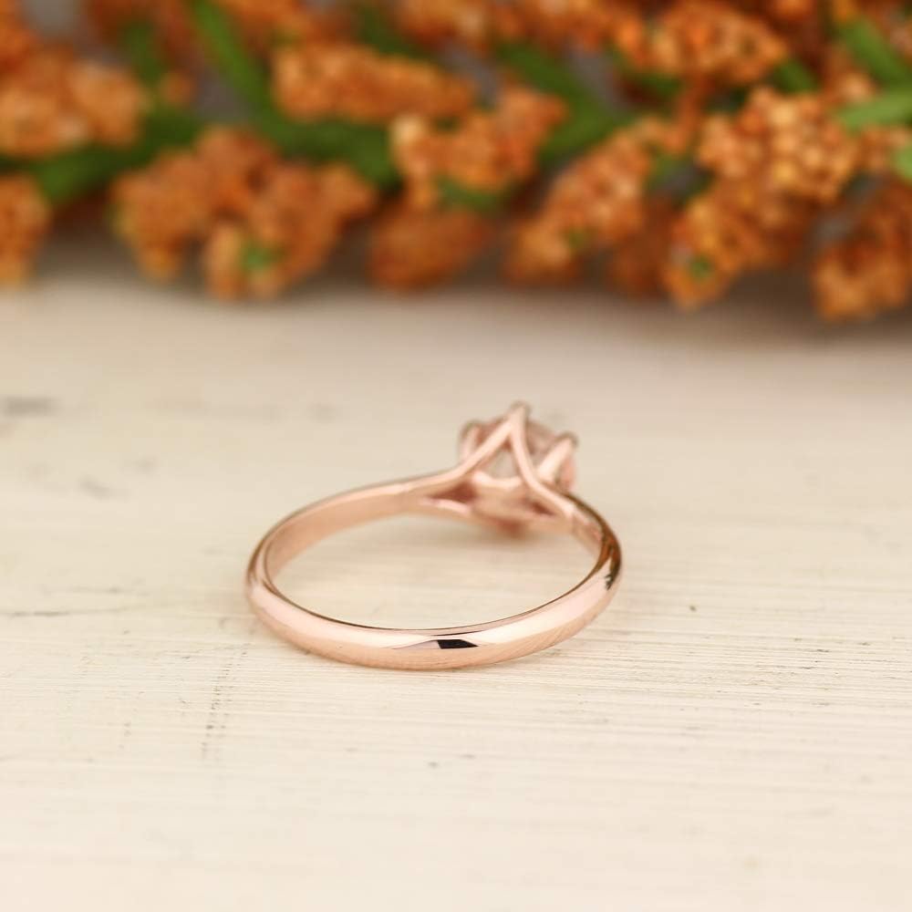 Natural 6mm Round Moragnite Solitaire Engagement Ring in 10K Rose Gold (6)