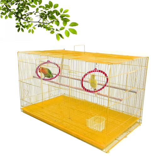 Image of Metal Bird Cage 2.5 Feet For Parakeet, Lovebird, Parrot, Budgie, Cockatiel Cage Hammock 30X18X18 Inch (Yellow)