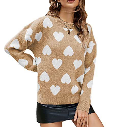 Women Knit Crewneck Sweater Casual Thick Long Sleeve Tops Pullover Warm Tops Cowl Neck Chunky Sweaters