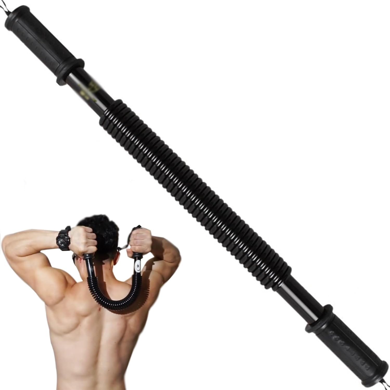 Przedłużacz klatki piersiowej i ramion – 10–60 kg Power Twister Bar do domowej siłowni, przenośny trener siłowy na bicepsy, ramiona i przedramiona z antypoślizgowymi uchwytami
