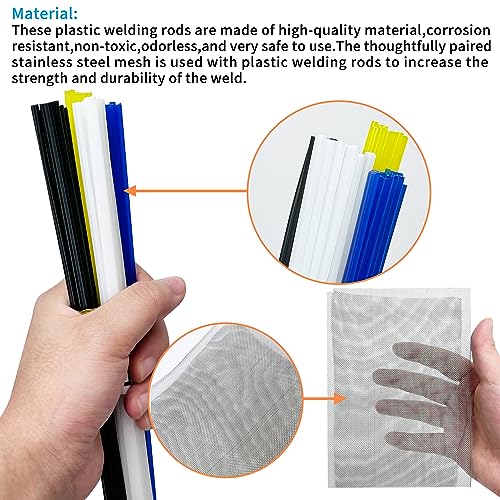 120 Pcs Plastic Welding Rods,5 Types (PP/PE/ABS/PVC/PPR) of Welder Rods Strips Welding Sticks with Stainless Steel Mesh for Plastic Welding Kit/Hot Air Gun and Daily Plastic Repair (200mm Length) - Image 3