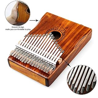 Alnicov 17 touches Acacia EQ Kalimba, micro à doigt électrique avec piano à pouce intégré avec interface audio 6,35 mm… – Image 4