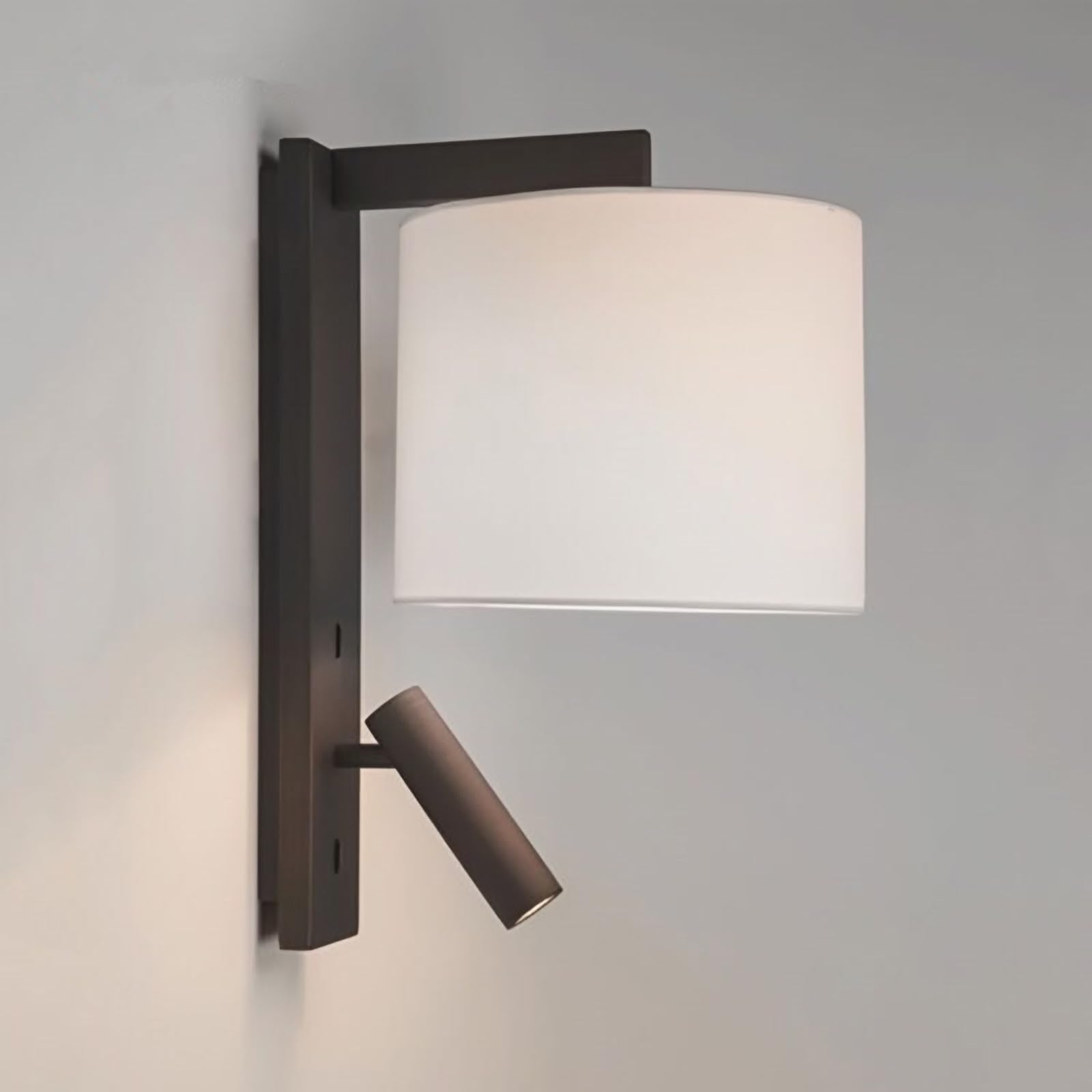 HXYSXHJUO Cylindrical Fabric Wall Lamp Reading Light for Book in Bed at Night, Adjustable Spotlights Sconces Lighting Hardwired Modern Lights Workbench Bedroom Bedside Headboard(Black)