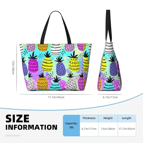 Graffiti Pineapples Large Beach Bag Waterproof Sandproof Swim Tote Pool Bag For Women With Zipper3