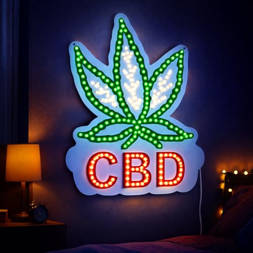 Image of CBD LED Neon Sign for Shop Window - Bright Green CBD Light Sign for Smoke Shop, Vape Store, Dispensary Wall Decor