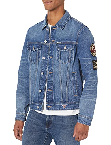 GUESS Men's Dillon Embroidered Flags Jacket