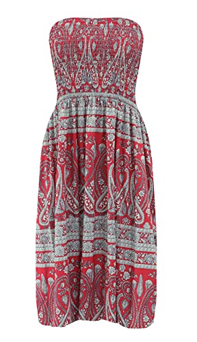 Image of Zyyfly Strapless Dress for Women Summer Beach Boho Smocked Tube Top Dress