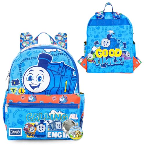 Thomas the Train Mini Backpack for Kids Set - Bundle with 13 Train Preschool Backpack with Button | Thomas and Friends Small Bag for Kids Boys Toddlers