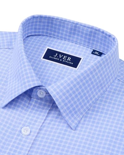 J.VER Dress Shirts for Men Cotton Long Sleeve Button Down Shirt Business Casual Classic Plaid Tops with Pocket4