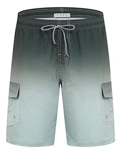 Eletop Men's Swim Trunks 9" Quick Dry Bathing Suit Swimming Board Shorts Mesh Lining Beach Swimwear Cargo Gradient Army Green K168 L #TOP11