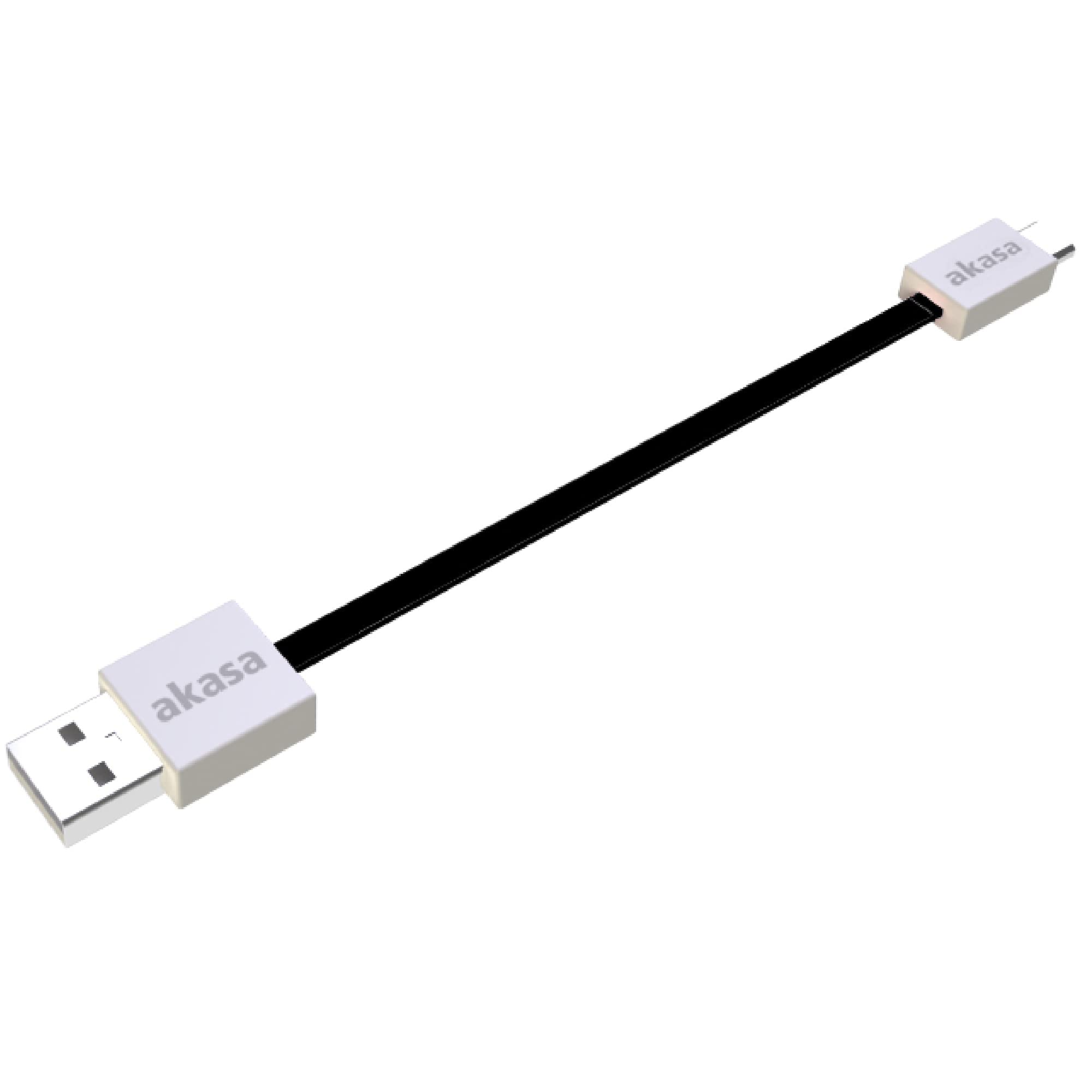 Akasa Cavo USB 2.0 Corto 15cm: USB-A Maschio A Micro-B Maschio, Nero, Flessibile, Contatti Dorati