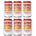 GENIE LIVING DRINKS Fiery Ginger Kombucha Drink, Fermented for 10 Days, Gut Friendly, Low Calorie, All Natural, 100% Vegan, No Sweeteners, No Nasties, Made in the UK, Natural Energy, 6 x 330ml Cans