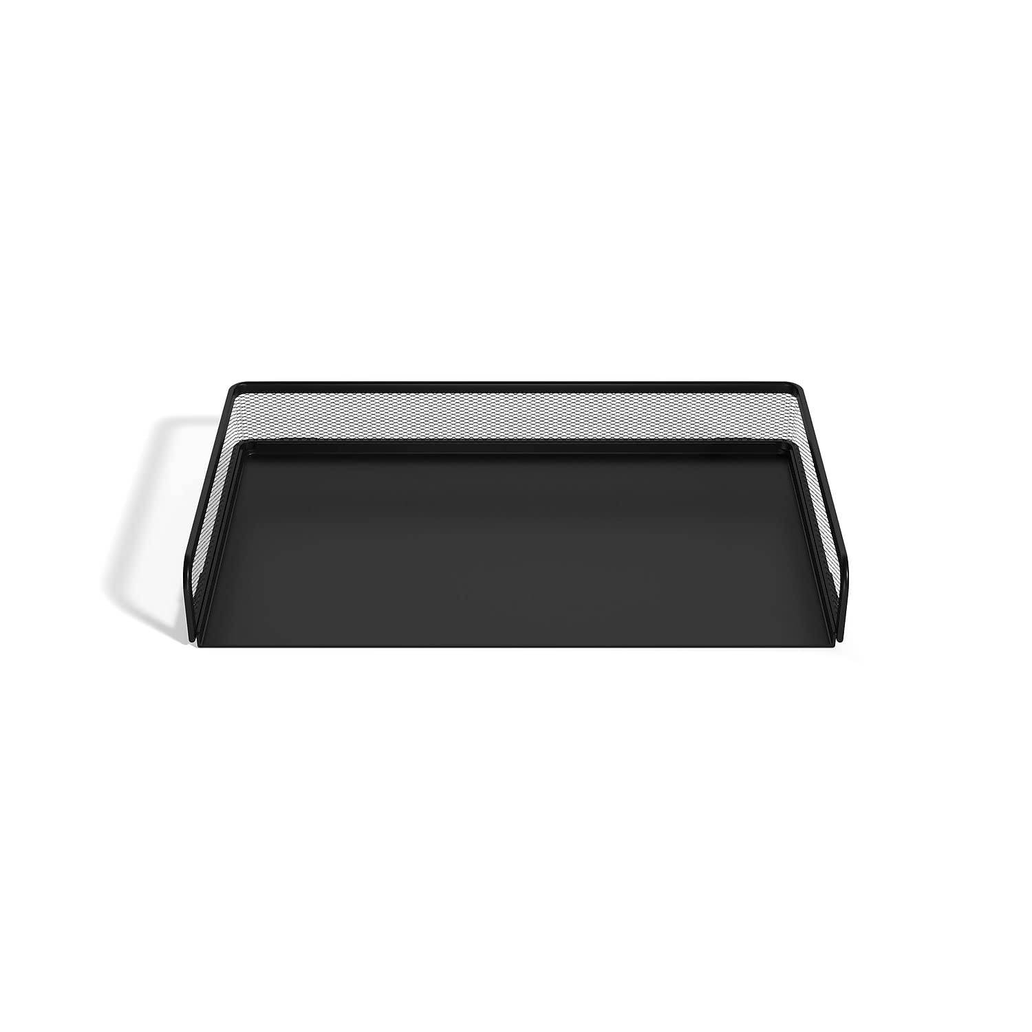 Staples TRU RED Side Load Stackable Metal Letter Tray, Matte Black, 2/Pack (TR57564-CCVS)