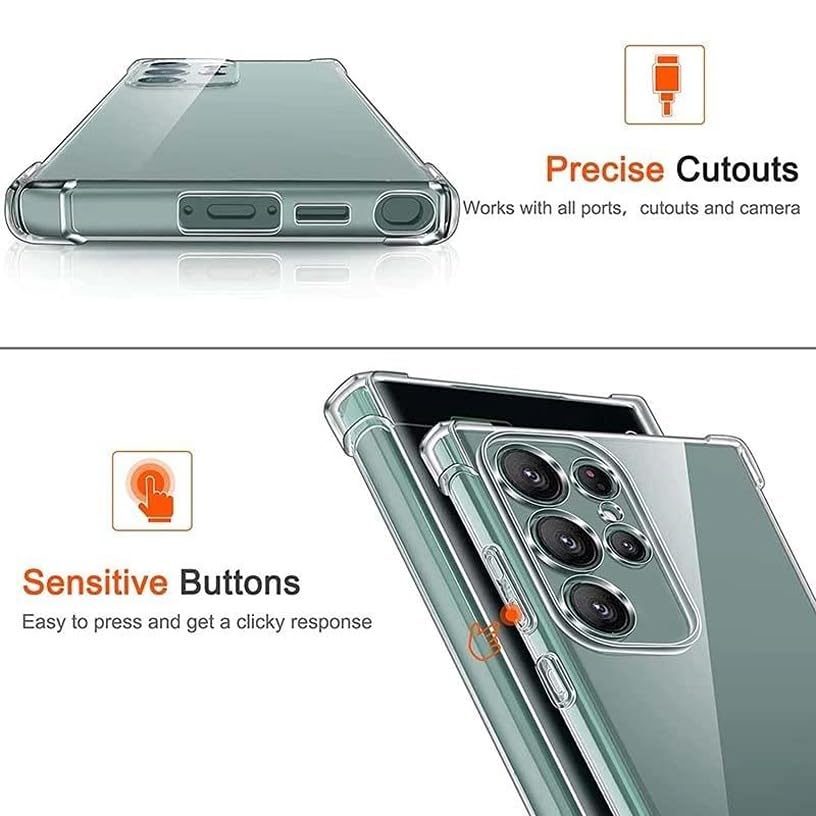 Image of BOXXO Flexible Back Cover for Samsung Galaxy S22 Ultra 5G | Back Cover Transparent Clear Shockproof Case Four Corner Protection | Slim Protective Mobile Phone Cover for Samsung S22 Ultra 5G